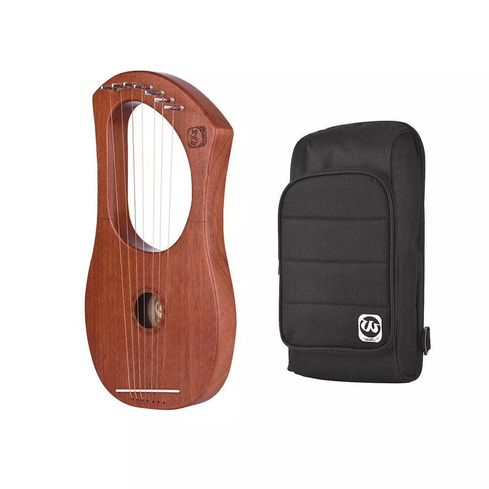 Walter.t 7 String Wooden Lyre Harp Mahogany Wood Metal Strings