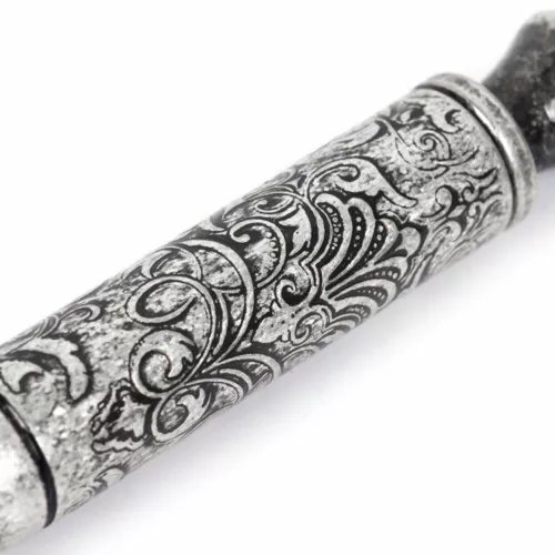 Antico argento 2 in 1 intagliato pipa da fumo manomissione ottone raccogli attrezzi tampone tabacco - Foto 5 di 8
