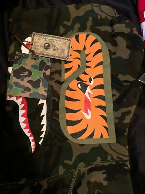 BAPE x OVO Black Green Camo Shark Reversible Full Zip Hoodie | eBay