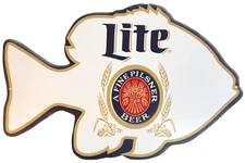 Miller Lite Fishing Metal Bluegill Sign 16" x 11.5"