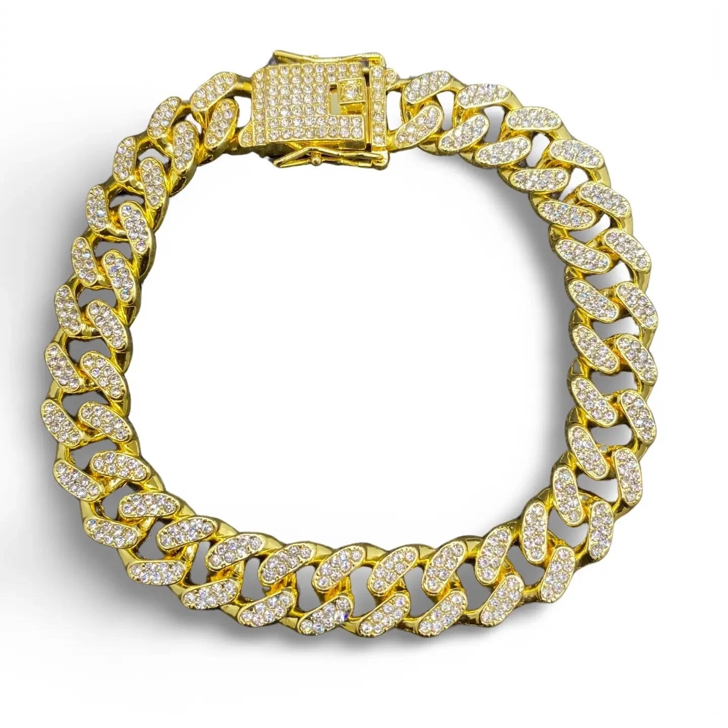 Royal Paws Club GOLD Diamond Cuban Dog/Pet Collar BLING LUXURY SZ: SMALL NWOT