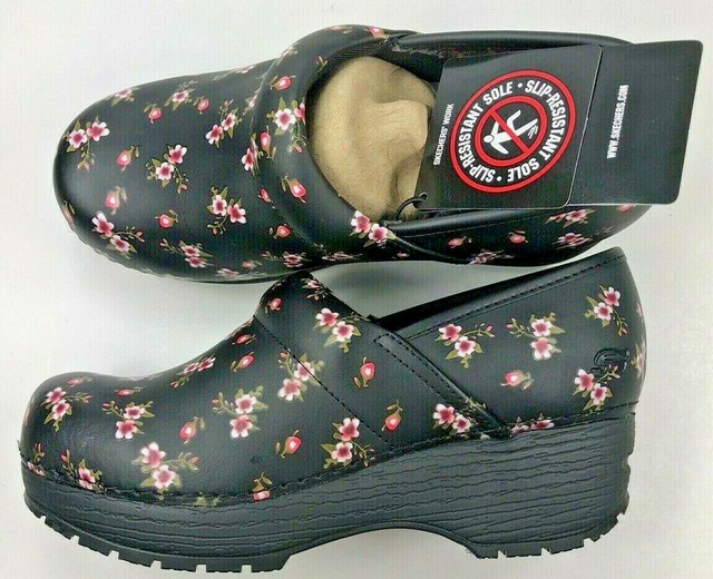 Skechers Womens Work Clog/All Day Comfort/Slip Resistant/Blk/Pink