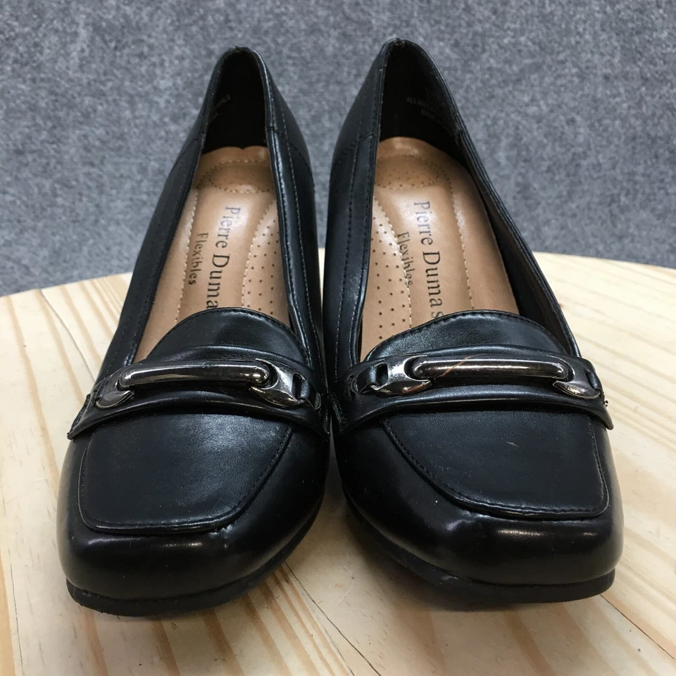 Zapatos de tacón Pierre Dumas para mujer 6 M serenos informales sin cordones negros imitación cuero Foto 4 de 4