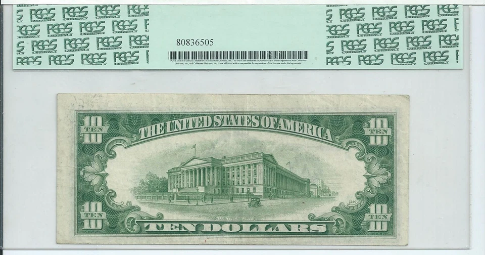 $10 1950 RARE Wide A Star * Block Federal Reserve Note FRN Boston PCGS 35 CH VF - Image 2 of 3