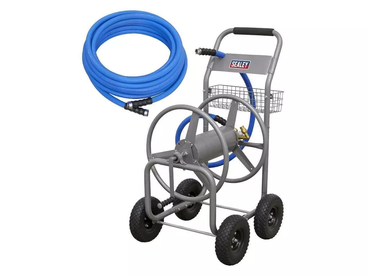 Sealey Heavy Duty Hose Reel Cart With 30M 19mm Hot Cold Rubber