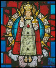 Infant Jesus of Prague Stained Glass Window Counted Cross Stitch CHART No.15-108