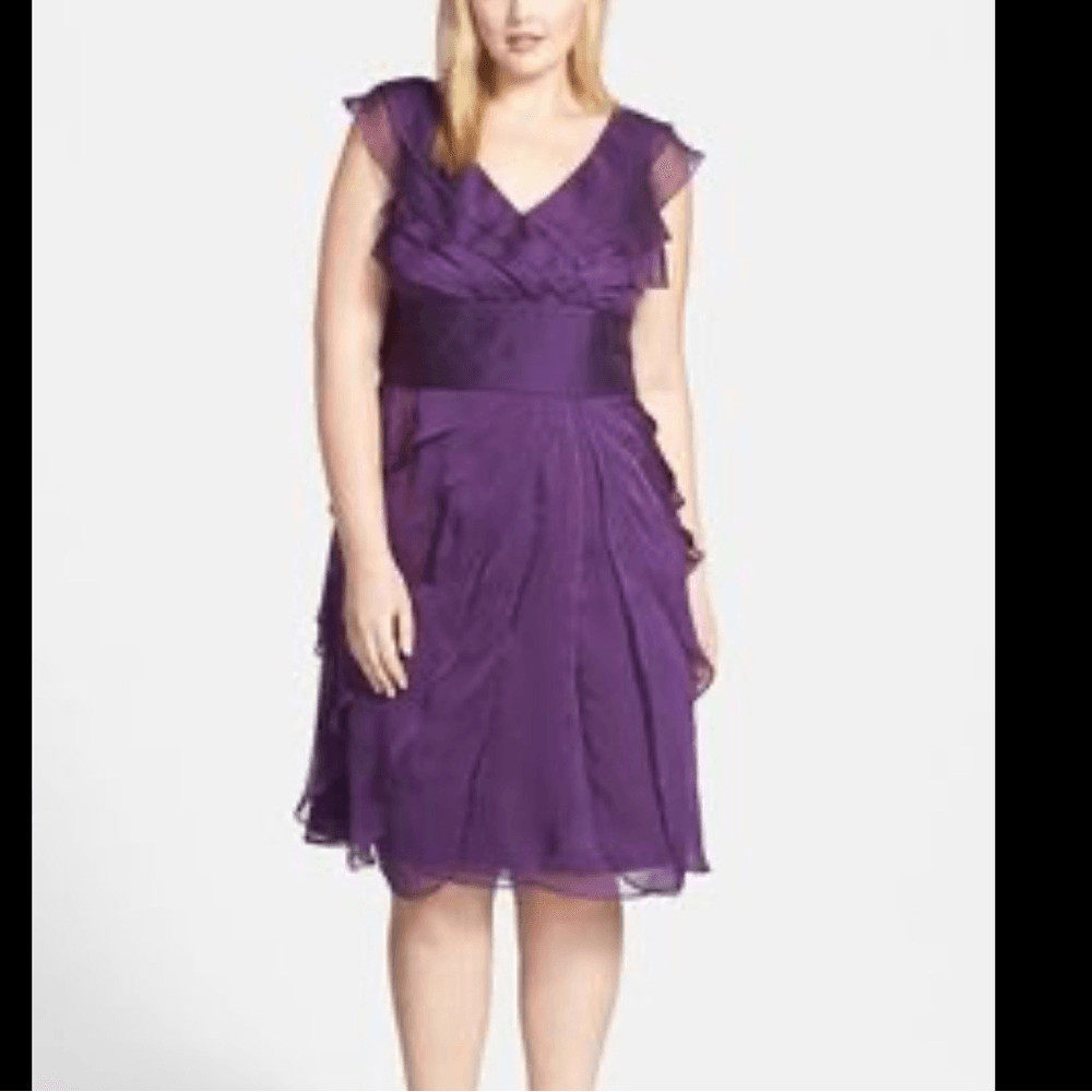 Adrianna Papell Purple Chiffon Petal Cocktail Dress