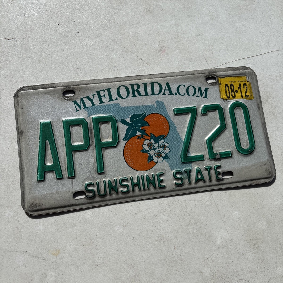 Florida 2010 Sunshine State License Plate APPZ20 Fruit Blossom FL