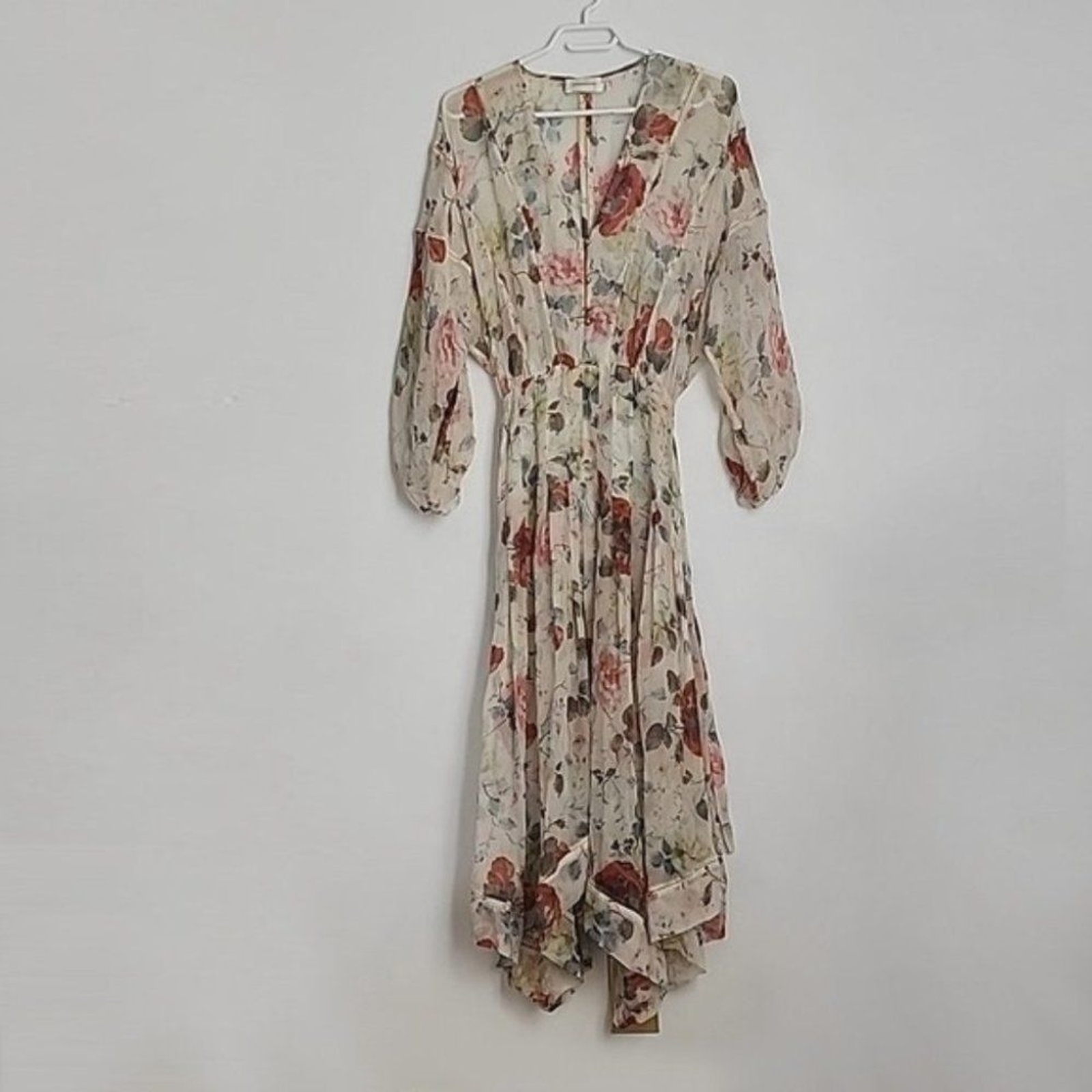 Zimmermann Mischief Ladder Floral Silk Midi Handkerchief Floral Dress AS IS b116