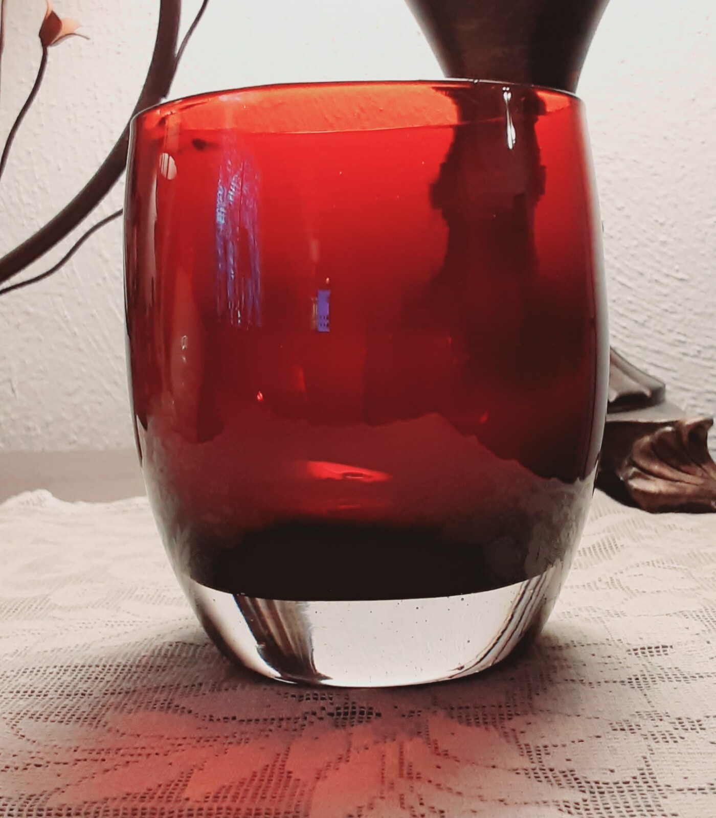 Glassybaby Grateful Red 1442 Votive Candle Holder With Original Sticker