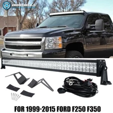 52" LED Light Bar Spot Flood & Mount Brackets Fit for 1999-2015 Ford F250 F350