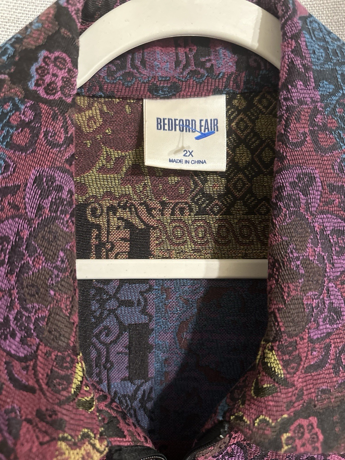 Bedford Fair Geometric Pattern Zip Collared Multi… - image 2