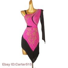 Latin Dance Dress Salsa Tango Cha Cha Ballroom Rhinestone Competition Dress F799