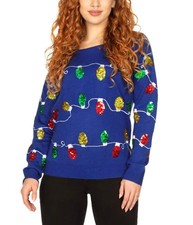 Tipsy Elves Sequined Ugly Christmas Sweater for Women Christmas Lights Cute