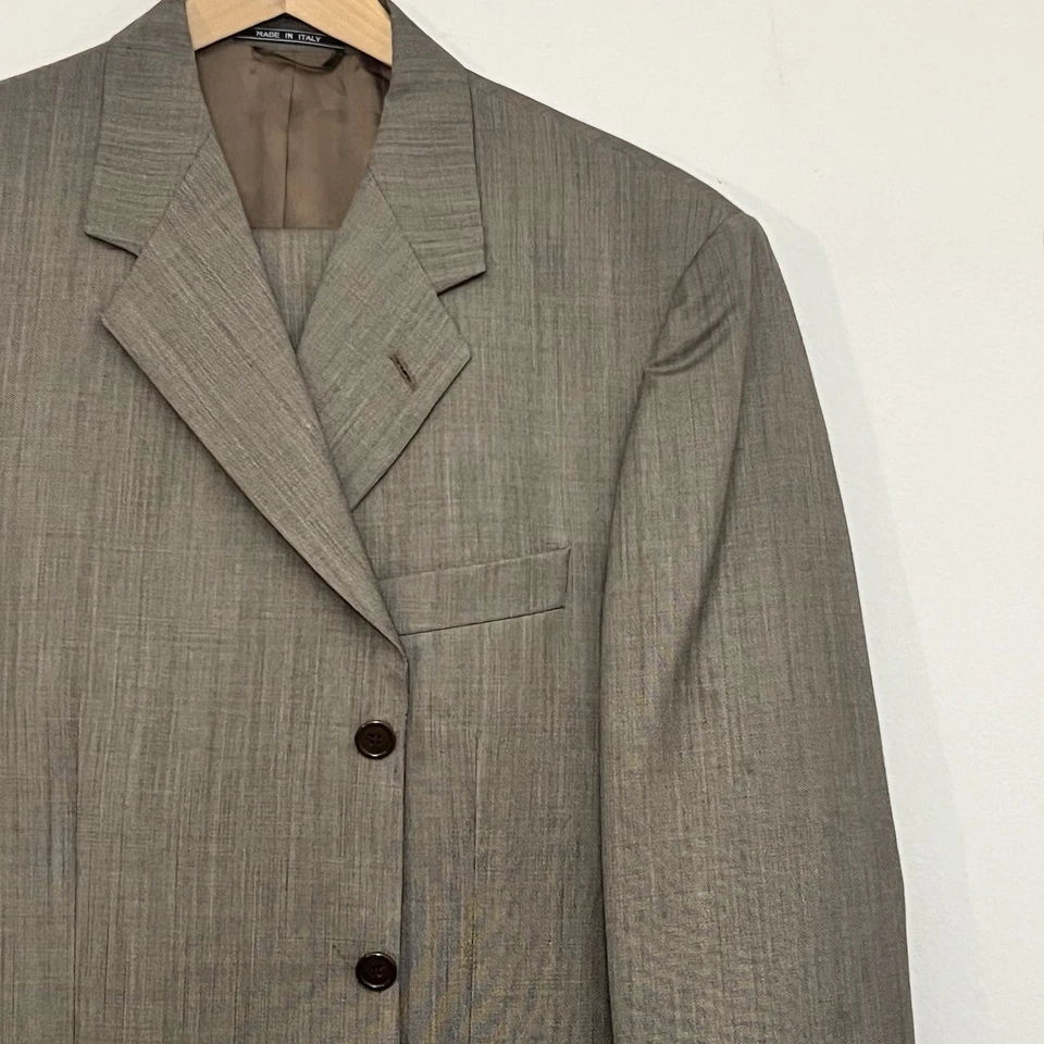 Traje De Colección Para Hombre Talla 42R Pantalones Talla 36Wx32L Enzo Caprigliani Super 120s Marrón Foto 3 de 4