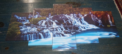 5pc Waterfall Canvas Print 40'' x 20'' New Without Box