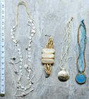 JEWELRY LOT VTG -MOD BEADED NECKLACE SHELL + MOP BRACELET GLASS BEADS BEACH BOHO — photo 4