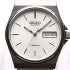 SEIKO Cronos 8123-7090 Vintage Quartz Men's Watch White Dial 1983 New Battery