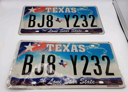 Texas License Plates Pair The Lone Star State Expired BJ8 Y232
