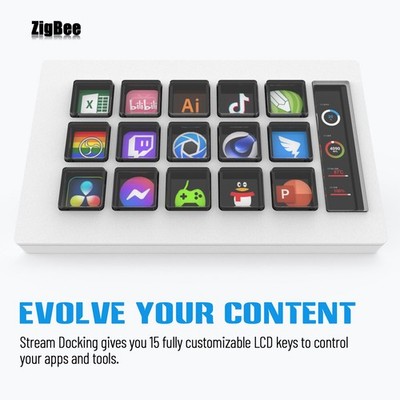 MiraBox MBOX 293S Stream Deck Visual Keyboard w/ 15 LCD Keys & LCD Window