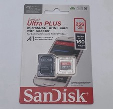 SanDisk Ultra Plus 256GB MicroSDXC UHS-I Memory Card with Adapter 160MBs