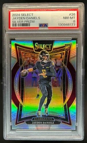 2024 Select Jayden Daniels Concourse RC Silver Prizm #26 Commanders PSA 8