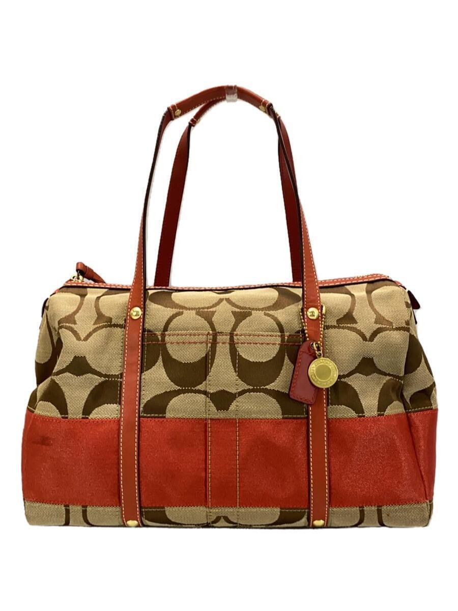 Authentic Used Coach Boston Bag Canvas F11102 14.5x21x33cm