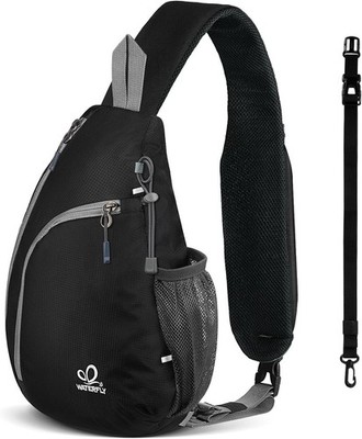 WATERFLY Crossbody Sling Bag Small Water Resistant Small, Black(w Style)