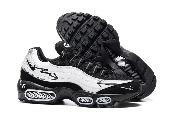 New Nike Air Max 95 OG Neon Retro Sport Comfort Men's Shoes Black/White - Image 3 of 4