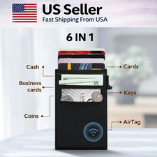 Ultra-Slim Metal Wallet for Men - RFID Blocking Minimalist Pop up Card Holder