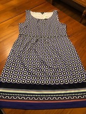 TALBOTS Womens SIZE XL PURPLE GREEN BLACK GEO Dress BEAUTIFUL New NWT LOOK