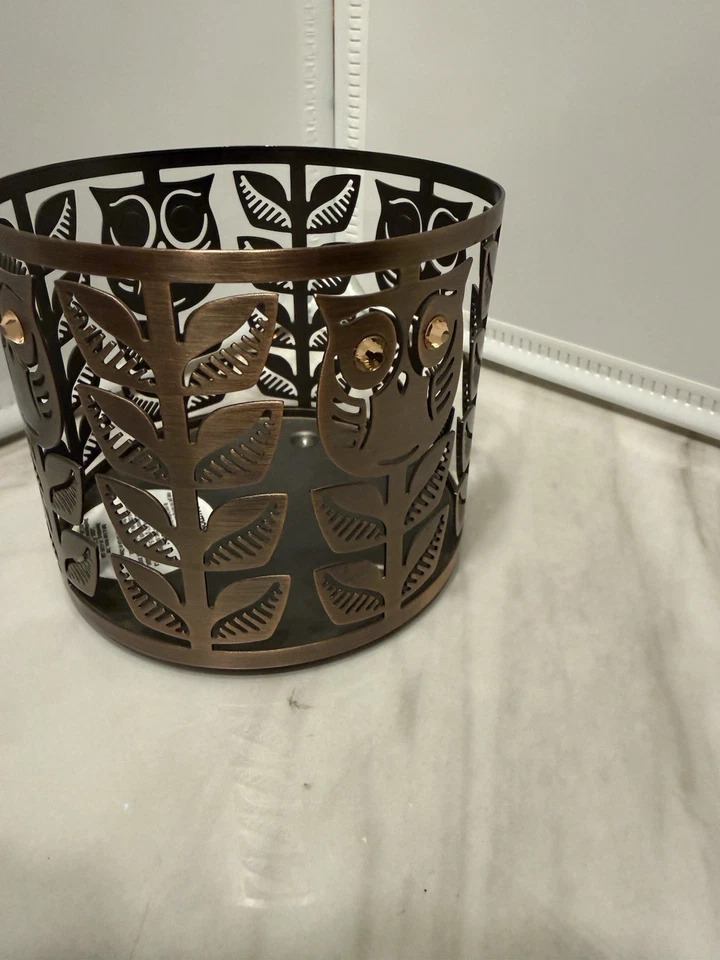 Candelabro de metal Bath & Body Works Owl & Leaves gema ojos joya para 3 mechas Foto 3 de 4