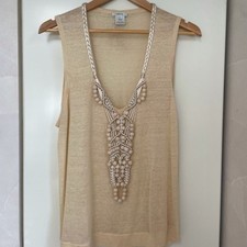 AEVE WOOD BEAD SLEEVELESS TOP SIZE LARGE