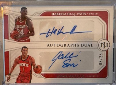 Jabari Smith Jr. 2022-23 National Treasures Hakeem Olajuwon Dual Auto /25 clean 