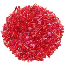 1500Pcs Mixed Glass Beads Seed Tube Bugle Loose Spacer Craft Beads Red