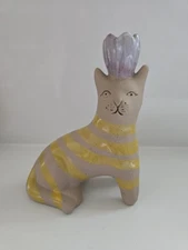 Creative Co-op Hand-painted Cat Taper Candle Holder New