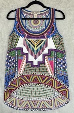 Flying Tomato Anthropologie Boho Hippy Print High Low Tunic Tank Size Medium