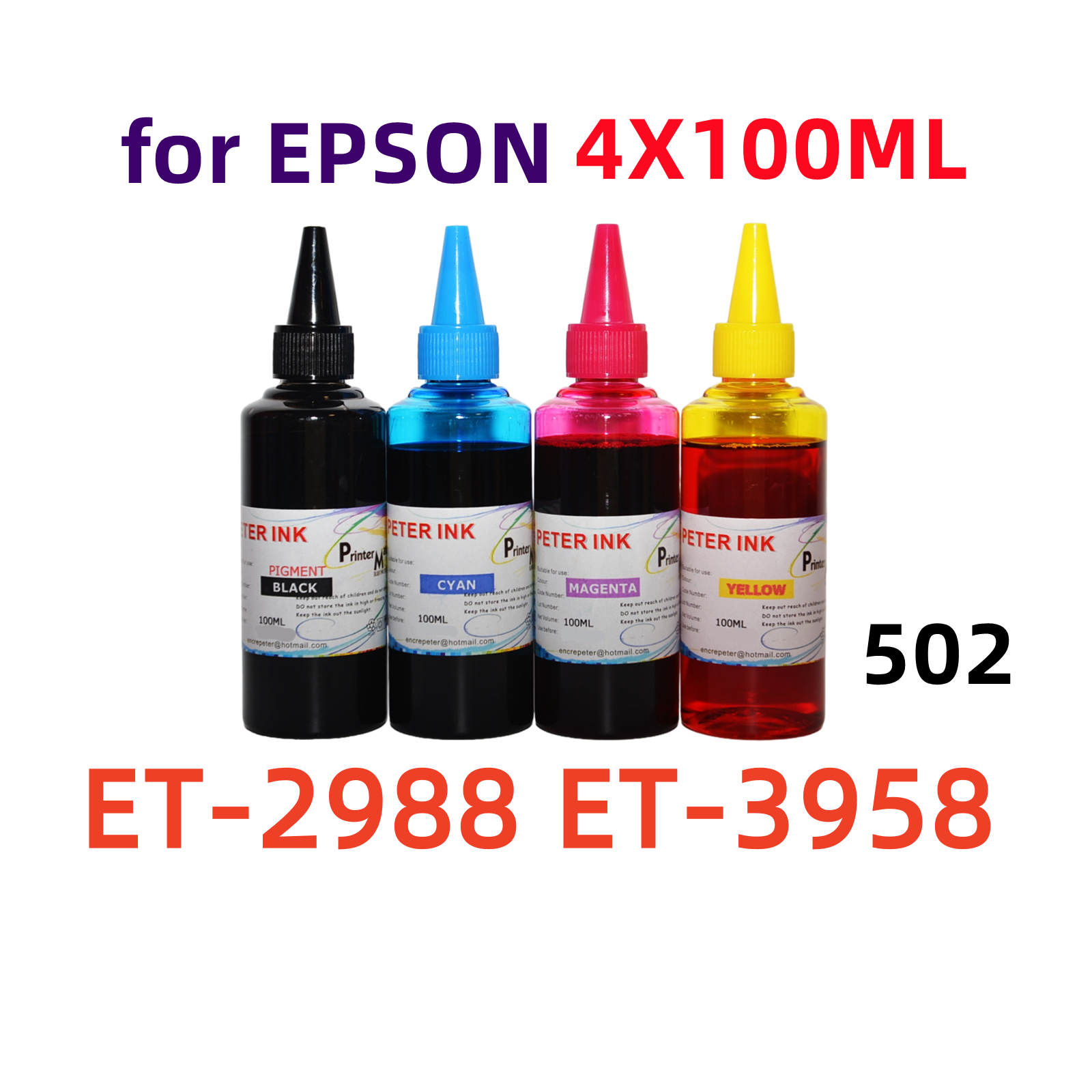 4X100ML Premium ink refills for ET 2988 ET-3958 Printer 502 | eBay