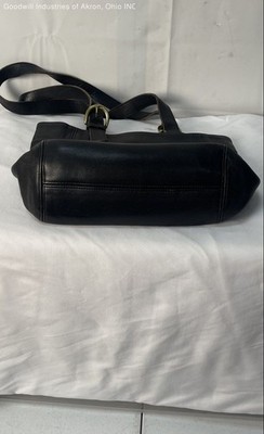 Vintage 90s Coach Black Leather Metropolitan Tote Bag 9058 Brass