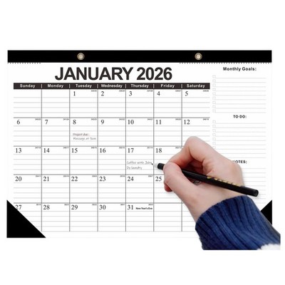 17''×12'' Wall Calendar 2026.01-2027.6 Desk or from January Black 