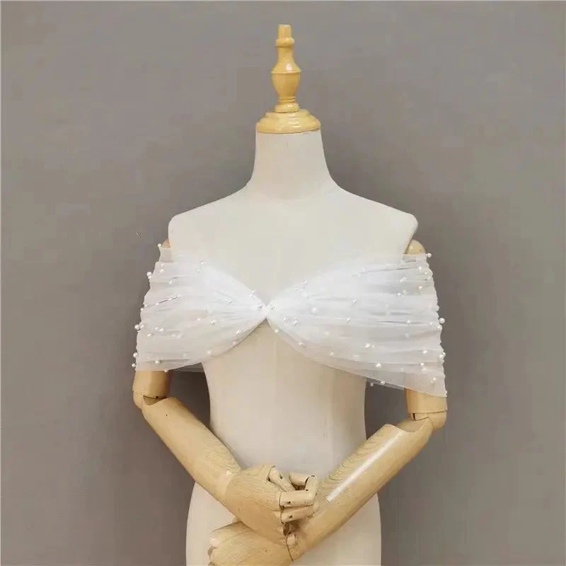 OFF WHITE Abito da sposa donna in rete monospalla scialle perla scialle da sposa festa