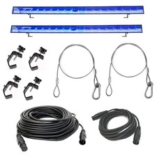 (2) American DJ Lighting Eco UV Bar DMX Blacklight LED UV Zaciski i kable