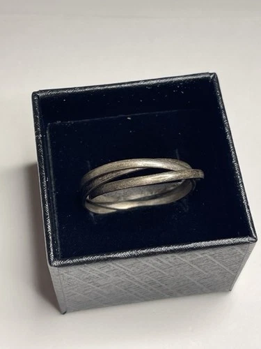 STERLING SILVER INTERLOCKING TRIPLE RING BAND THREE SZ 11.5 Vintage