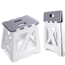 Foldable Step Stool, 12.9” Tall up to 300 lb Sturdy Plastic Folding Step Stoo...