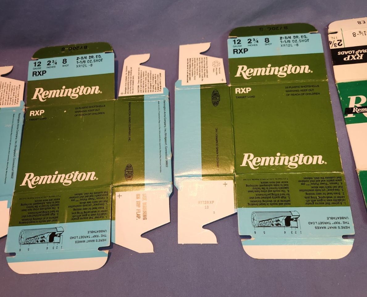 One Shell One Target Lot of 5 EMPTY Vintage Remington RXP Shotgun Shell Boxes 12ga Target ...