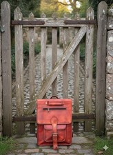 Mochila para portátil de cuero de primera categoría vintage marrón para hombre genuina de viaje