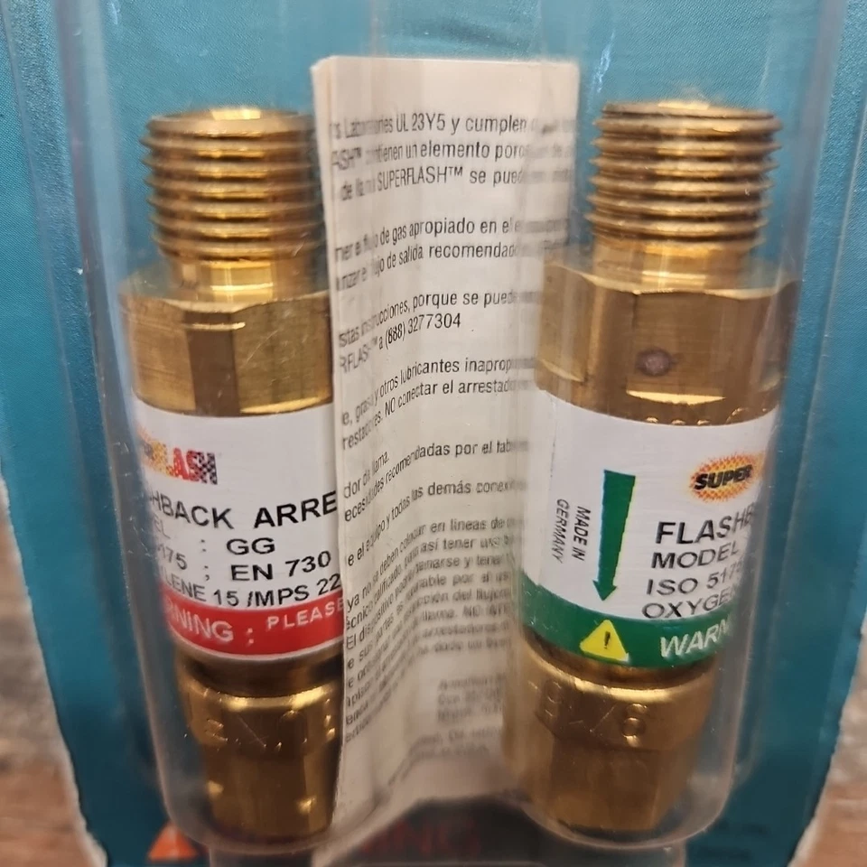 Super Flash Flashback Arrestor Set Torch Oxygen Fuel Check Valve - Image 3 of 4