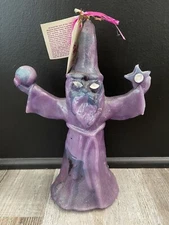 Vintage Mystic Candles Large Wizard Wax Candle 11” Purple Wizard Unlit