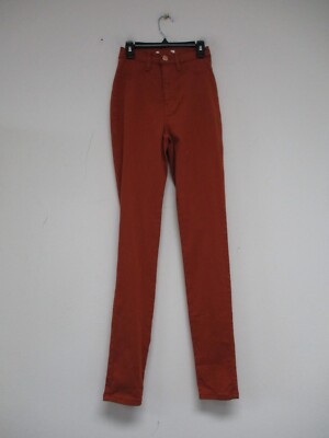 Vibrant MIU Jeans Women Size 1 Solid Orange Skinny Stretch 24x30 p1113