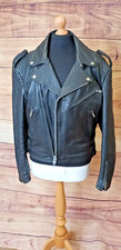 Harley Davidson Women's Black Leather Vintage Biker Jacket Uk 10-12 Us Size 40